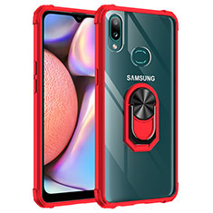 Custodia Silicone e Plastica Opaca Cover con Magnetico Anello Supporto MQ2 per Samsung Galaxy A10s Rosso