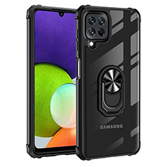 Custodia Silicone e Plastica Opaca Cover con Magnetico Anello Supporto MQ2 per Samsung Galaxy A22 4G Nero