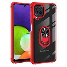 Custodia Silicone e Plastica Opaca Cover con Magnetico Anello Supporto MQ2 per Samsung Galaxy A22 4G Rosso