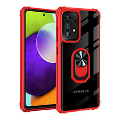 Custodia Silicone e Plastica Opaca Cover con Magnetico Anello Supporto MQ2 per Samsung Galaxy A32 5G Rosso