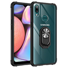 Custodia Silicone e Plastica Opaca Cover con Magnetico Anello Supporto MQ2 per Samsung Galaxy M01s Argento e Nero