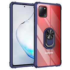 Custodia Silicone e Plastica Opaca Cover con Magnetico Anello Supporto MQ2 per Samsung Galaxy M60s Blu