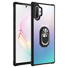 Custodia Silicone e Plastica Opaca Cover con Magnetico Anello Supporto MQ2 per Samsung Galaxy Note 10 Plus 5G Argento e Nero