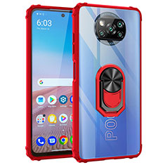 Custodia Silicone e Plastica Opaca Cover con Magnetico Anello Supporto MQ2 per Xiaomi Poco X3 Pro Rosso