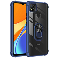 Custodia Silicone e Plastica Opaca Cover con Magnetico Anello Supporto MQ2 per Xiaomi Redmi 9 Activ Blu