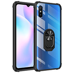 Custodia Silicone e Plastica Opaca Cover con Magnetico Anello Supporto MQ2 per Xiaomi Redmi 9AT Nero