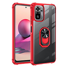 Custodia Silicone e Plastica Opaca Cover con Magnetico Anello Supporto MQ2 per Xiaomi Redmi Note 10S 4G Rosso