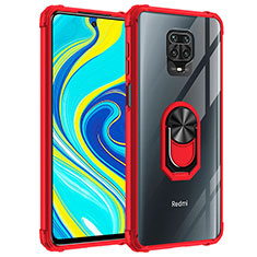 Custodia Silicone e Plastica Opaca Cover con Magnetico Anello Supporto MQ2 per Xiaomi Redmi Note 9 Pro Rosso