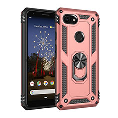 Custodia Silicone e Plastica Opaca Cover con Magnetico Anello Supporto MQ3 per Google Pixel 3a XL Oro Rosa