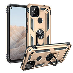 Custodia Silicone e Plastica Opaca Cover con Magnetico Anello Supporto MQ3 per Google Pixel 5a 5G Oro