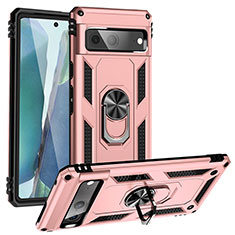 Custodia Silicone e Plastica Opaca Cover con Magnetico Anello Supporto MQ3 per Google Pixel 7 5G Oro Rosa