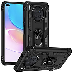 Custodia Silicone e Plastica Opaca Cover con Magnetico Anello Supporto MQ3 per Huawei Nova 8i Nero