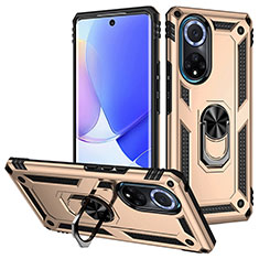 Custodia Silicone e Plastica Opaca Cover con Magnetico Anello Supporto MQ3 per Huawei Nova 9 Oro