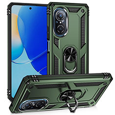 Custodia Silicone e Plastica Opaca Cover con Magnetico Anello Supporto MQ3 per Huawei Nova 9 SE Verde Notte