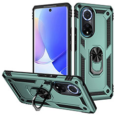 Custodia Silicone e Plastica Opaca Cover con Magnetico Anello Supporto MQ3 per Huawei Nova 9 Verde