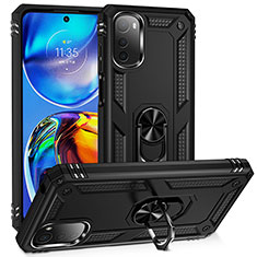 Custodia Silicone e Plastica Opaca Cover con Magnetico Anello Supporto MQ3 per Motorola Moto E32 Nero