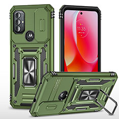 Custodia Silicone e Plastica Opaca Cover con Magnetico Anello Supporto MQ3 per Motorola Moto G Play Gen 2 Verde Notte