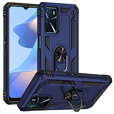 Custodia Silicone e Plastica Opaca Cover con Magnetico Anello Supporto MQ3 per Oppo A16 Blu