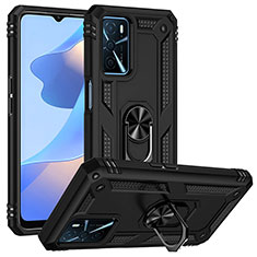 Custodia Silicone e Plastica Opaca Cover con Magnetico Anello Supporto MQ3 per Oppo A16s Nero