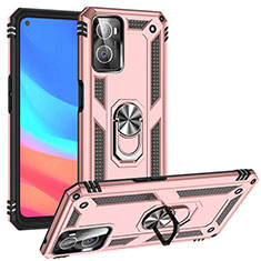 Custodia Silicone e Plastica Opaca Cover con Magnetico Anello Supporto MQ3 per Oppo A36 Oro Rosa