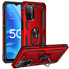 Custodia Silicone e Plastica Opaca Cover con Magnetico Anello Supporto MQ3 per Oppo A53s 5G Rosso