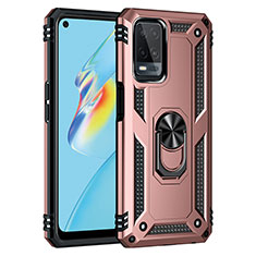 Custodia Silicone e Plastica Opaca Cover con Magnetico Anello Supporto MQ3 per Oppo A54 4G Oro Rosa