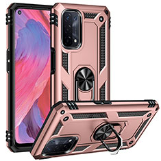 Custodia Silicone e Plastica Opaca Cover con Magnetico Anello Supporto MQ3 per Oppo A54 5G Oro Rosa