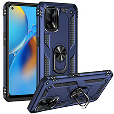 Custodia Silicone e Plastica Opaca Cover con Magnetico Anello Supporto MQ3 per Oppo A74 4G Blu