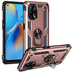 Custodia Silicone e Plastica Opaca Cover con Magnetico Anello Supporto MQ3 per Oppo A74 4G Oro Rosa