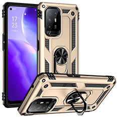 Custodia Silicone e Plastica Opaca Cover con Magnetico Anello Supporto MQ3 per Oppo F19 Pro+ Plus 5G Oro