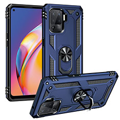 Custodia Silicone e Plastica Opaca Cover con Magnetico Anello Supporto MQ3 per Oppo Reno5 Lite Blu