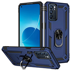 Custodia Silicone e Plastica Opaca Cover con Magnetico Anello Supporto MQ3 per Oppo Reno6 5G Blu