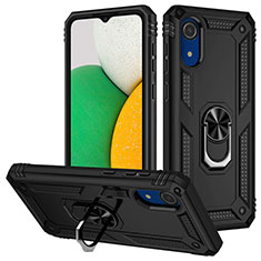 Custodia Silicone e Plastica Opaca Cover con Magnetico Anello Supporto MQ3 per Samsung Galaxy A03 Core Nero