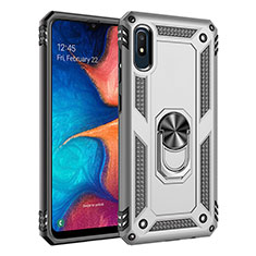 Custodia Silicone e Plastica Opaca Cover con Magnetico Anello Supporto MQ3 per Samsung Galaxy A10e Argento