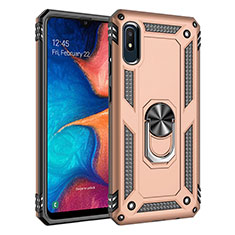 Custodia Silicone e Plastica Opaca Cover con Magnetico Anello Supporto MQ3 per Samsung Galaxy A10e Oro