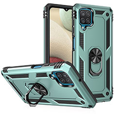 Custodia Silicone e Plastica Opaca Cover con Magnetico Anello Supporto MQ3 per Samsung Galaxy A12 5G Verde