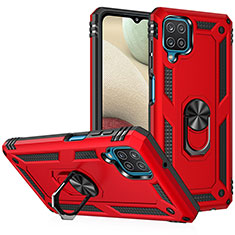 Custodia Silicone e Plastica Opaca Cover con Magnetico Anello Supporto MQ3 per Samsung Galaxy A12 Nacho Rosso