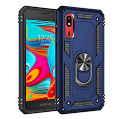 Custodia Silicone e Plastica Opaca Cover con Magnetico Anello Supporto MQ3 per Samsung Galaxy A2 Core A260F A260G Blu