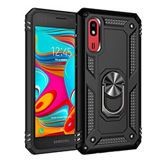 Custodia Silicone e Plastica Opaca Cover con Magnetico Anello Supporto MQ3 per Samsung Galaxy A2 Core A260F A260G Nero