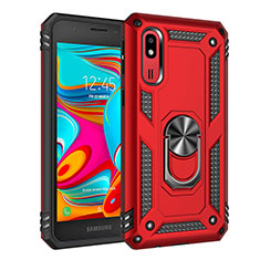 Custodia Silicone e Plastica Opaca Cover con Magnetico Anello Supporto MQ3 per Samsung Galaxy A2 Core A260F A260G Rosso