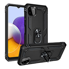 Custodia Silicone e Plastica Opaca Cover con Magnetico Anello Supporto MQ3 per Samsung Galaxy A22 5G Nero