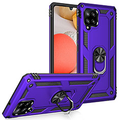 Custodia Silicone e Plastica Opaca Cover con Magnetico Anello Supporto MQ3 per Samsung Galaxy A42 5G Viola