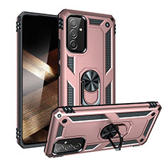 Custodia Silicone e Plastica Opaca Cover con Magnetico Anello Supporto MQ3 per Samsung Galaxy A55 5G Oro Rosa