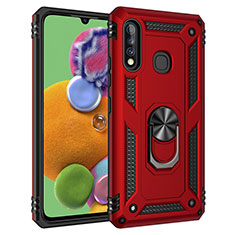 Custodia Silicone e Plastica Opaca Cover con Magnetico Anello Supporto MQ3 per Samsung Galaxy A70E Rosso