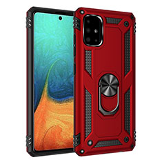 Custodia Silicone e Plastica Opaca Cover con Magnetico Anello Supporto MQ3 per Samsung Galaxy A71 4G A715 Rosso