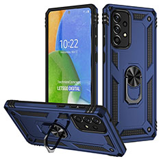 Custodia Silicone e Plastica Opaca Cover con Magnetico Anello Supporto MQ3 per Samsung Galaxy A73 5G Blu