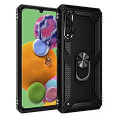 Custodia Silicone e Plastica Opaca Cover con Magnetico Anello Supporto MQ3 per Samsung Galaxy A90 5G Nero