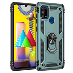 Custodia Silicone e Plastica Opaca Cover con Magnetico Anello Supporto MQ3 per Samsung Galaxy M31 Prime Edition Verde