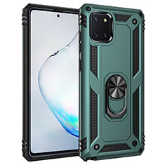 Custodia Silicone e Plastica Opaca Cover con Magnetico Anello Supporto MQ3 per Samsung Galaxy Note 10 Lite Verde
