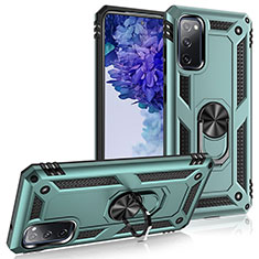 Custodia Silicone e Plastica Opaca Cover con Magnetico Anello Supporto MQ3 per Samsung Galaxy S20 FE 5G Verde